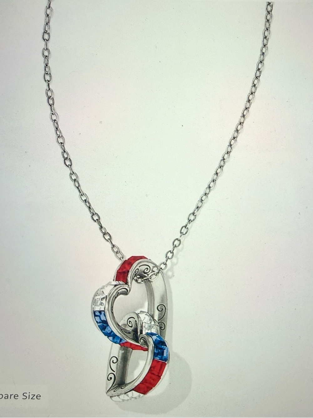 💙🆕♥️Brighton Spectrum Silver Heart Necklace with Red and Blue Accents NWT